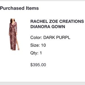 Rachel Zoe Creations Dianora Gown. Purple. 10.